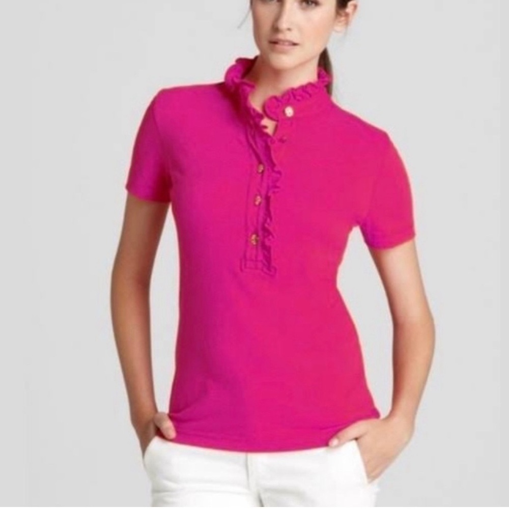 TORY BURSH ‘Lidia' Ruffle Polo Shirt